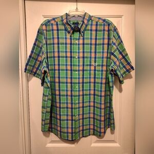 Chaps Green and Blue Button Down Shirt